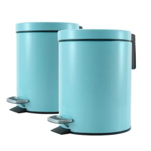 SOGA 2X 7L Foot Pedal Stainless Steel Rubbish Recycling Garbage Waste Trash Bin Round Blue Kitchen Bins RubbishBinRound7LBlueX2 AU DEPOT Kitchen Bins - AU DEPOT