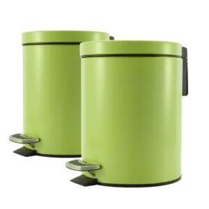 SOGA 2X 7L Foot Pedal Stainless Steel Rubbish Recycling Garbage Waste Trash Bin Round Green Kitchen Bins RubbishBinRound7LGreenX2 AU DEPOT Kitchen Bins - AU DEPOT