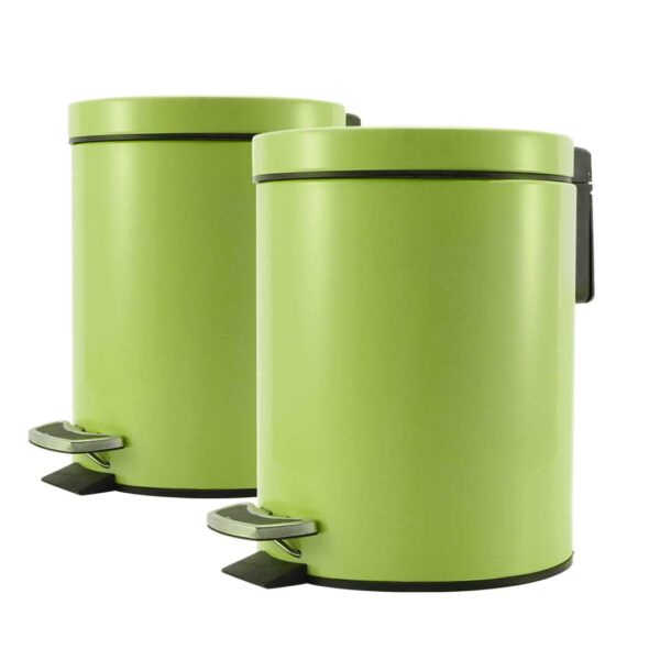 SOGA 2X 7L Foot Pedal Stainless Steel Rubbish Recycling Garbage Waste Trash Bin Round Green, Home & Living, Kitchen & Dining, Kitchen Storage, Kitchen Bins, ,  - AU DEPOT 1