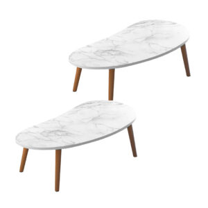 SOGA 2X 80x40cm White Stone Pattern Living Room Nordic Coffee Table Modern Style TableTea12X2 AU DEPOT - AU DEPOT