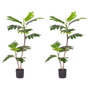 SOGA 2X 90cm 2 Trunk Artificial Natural Green Split Leaf Philodendron Tree Fake Tropical Indoor Plant Home Office Decor APlant90122QX2 AU DEPOT - AU DEPOT