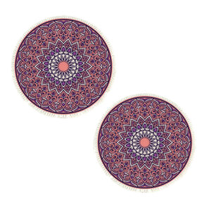 SOGA 2X 90cm Purple Mandala Round Carpet for Living Room Bedroom Anti slip Doormat Home Decor Shaggy Rugs CarpetRAG2X2 AU DEPOT Shaggy Rugs - AU DEPOT