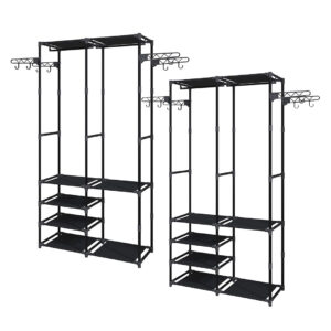 SOGA 2X 90x35cm Hanging Clothes Rack Storage w 4 Layer Organizer and Side Hooks Rack0010X2 AU DEPOT - AU DEPOT