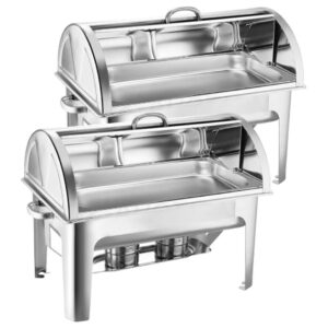 SOGA 2X 9L Stainless Steel Full Size Roll Top Chafing Dish Food Warmer, Furniture, Kitchen & Dining Room Furniture, Buffets, Sideboards & Kitchen Islands, , ,  - AU DEPOT 1