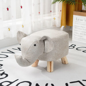 SOGA 2X Beige Children Bench Elephant Character Round Ottoman Stool Soft Small Comfy Seat Home Decor, Furniture, Other Seating, Benches, , ,  - AU DEPOT 2