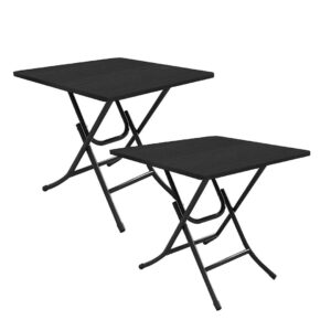 SOGA 2X Black Dining Table Portable Square Surface Space Saving Folding Desk with Lacquered Legs Home Decor Table1205AAX2 AU DEPOT - AU DEPOT