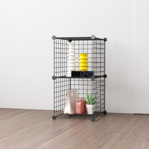 SOGA 2X Black Portable 2 Tier Cube Storage Organiser Foldable DIY Modular Grid Space Saving Shelf, Furniture, Storage & Shelving, Home Storage, , ,  - AU DEPOT 2