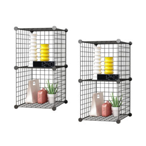 SOGA 2X Black Portable 2 Tier Cube Storage Organiser Foldable DIY Modular Grid Space Saving Shelf, Furniture, Storage & Shelving, Home Storage, , ,  - AU DEPOT 1