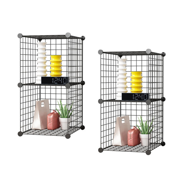 SOGA 2X Black Portable 2 Tier Cube Storage Organiser Foldable DIY Modular Grid Space Saving Shelf, Furniture, Storage & Shelving, Home Storage, , ,  - AU DEPOT 1