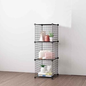 SOGA 2X Black Portable 3 Tier Cube Storage Organiser Foldable DIY Modular Grid Space Saving Shelf, Furniture, Storage & Shelving, Home Storage, , ,  - AU DEPOT 2