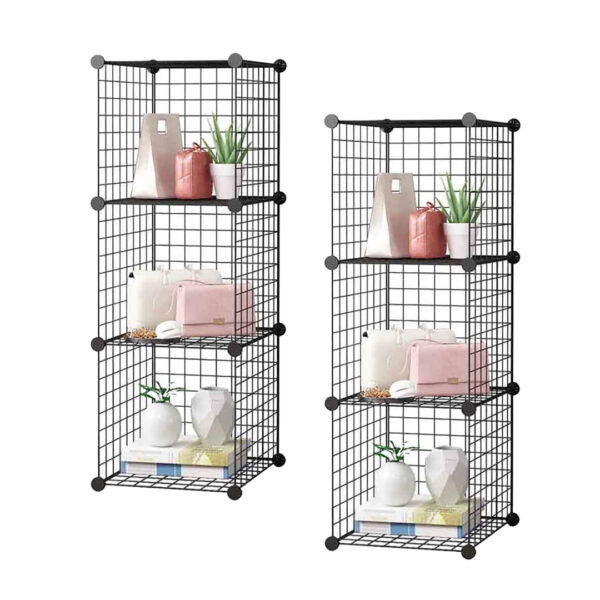 SOGA 2X Black Portable 3 Tier Cube Storage Organiser Foldable DIY Modular Grid Space Saving Shelf, Furniture, Storage & Shelving, Home Storage, , ,  - AU DEPOT 1