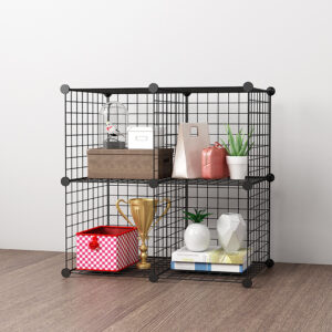 SOGA 2X Black Portable 4-Cube Storage Organiser Foldable DIY Modular Grid Space Saving Shelf, Furniture, Storage & Shelving, Home Storage, , ,  - AU DEPOT 2