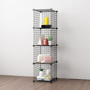 SOGA 2X Black Portable 4 Tier Cube Storage Organiser Foldable DIY Modular Grid Space Saving Shelf, Furniture, Storage & Shelving, Home Storage, , ,  - AU DEPOT 2