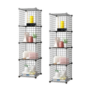 SOGA 2X Black Portable 4 Tier Cube Storage Organiser Foldable DIY Modular Grid Space Saving Shelf NetBox1004X2 AU DEPOT - AU DEPOT