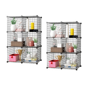 SOGA 2X Black Portable 6 Cube Storage Organiser Foldable DIY Modular Grid Space Saving Shelf NetBox2006X2 AU DEPOT - AU DEPOT