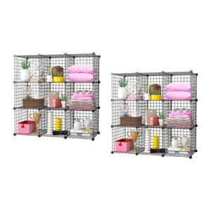 SOGA 2X Black Portable 9-Cube Storage Organiser Foldable DIY Modular Grid Space Saving Shelf, Furniture, Storage & Shelving, Home Storage, , ,  - AU DEPOT 1