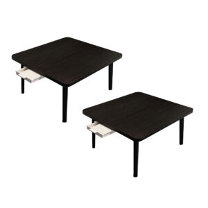 SOGA 2X Black Portable Floor Table Small Square Space Saving Mini Desk Home Decor FloorTable502X2 AU DEPOT - AU DEPOT