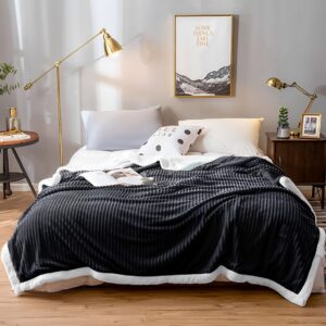 SOGA 2X Black Throw Blanket Warm Cozy Double Sided Thick Flannel Coverlet Fleece Bed Sofa Comforter, Home, Bed Linen, Throws And Blankets, Blankets, ,  - AU DEPOT 2