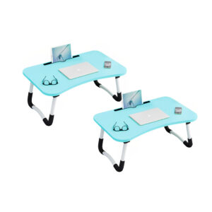 SOGA 2X Blue Portable Bed Table Adjustable Foldable Bed Sofa Study Table Laptop Mini Desk with Notebook Stand Card Slot Holder Home Decor BedTableG43X2 AU DEPOT - AU DEPOT