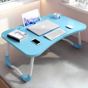 SOGA 2X Blue Portable Bed Table Adjustable Foldable Bed Sofa Study Table Laptop Mini Desk with Notebook Stand Cup Slot Home Decor, Desks & Computer Tables, , , , ,  - AU DEPOT 2