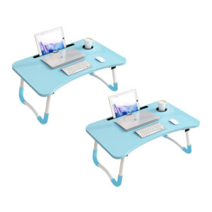 SOGA 2X Blue Portable Bed Table Adjustable Foldable Bed Sofa Study Table Laptop Mini Desk with Notebook Stand Cup Slot Home Decor, Desks & Computer Tables, , , , ,  - AU DEPOT 1