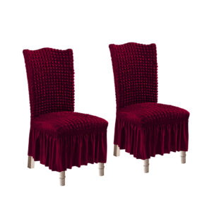 SOGA 2X Burgundy Chair Cover Seat Protector with Ruffle Skirt Stretch Slipcover Wedding Party Home Decor Chaircov21AX2 AU DEPOT - AU DEPOT