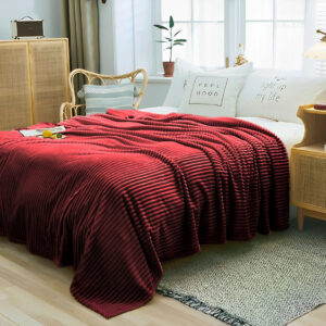 SOGA 2X Burgundy Throw Blanket Warm Cozy Striped Pattern Thin Flannel Coverlet Fleece Bed Sofa Comforter, Home, Bed Linen, Throws And Blankets, Blankets, ,  - AU DEPOT 2