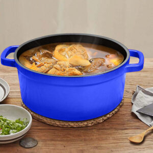 SOGA 2X Cast Iron 24cm Enamel Porcelain Stewpot Casserole Stew Cooking Pot With Lid Blue, Home & Living, Kitchen & Dining, Cookware, Casserole Dishes, ,  - AU DEPOT 2