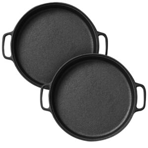 SOGA 2X Cast Iron 30cm Frying Pan Skillet Coating Steak Sizzle Platter Griddles Grill Pans SizzlePlatterPan30cmX2 AU DEPOT Griddles & Grill Pans - AU DEPOT