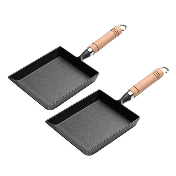 SOGA 2X Cast Iron Tamagoyaki Japanese Omelette Egg Frying Skillet Fry Pan Wooden Handle, Home & Living, Kitchen & Dining, Cookware, Frying Pans, ,  - AU DEPOT 1