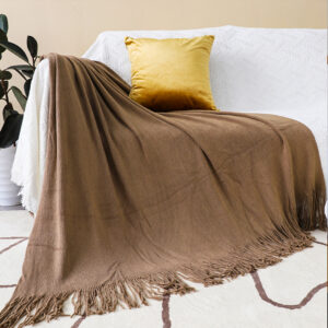 SOGA 2X Coffee Acrylic Knitted Throw Blanket Solid Fringed Warm Cozy Woven Cover Couch Bed Sofa Home Decor, Home, Bed Linen, Throws And Blankets, Blankets, ,  - AU DEPOT 2