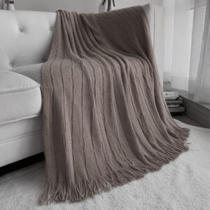 SOGA 2X Coffee Textured Knitted Throw Blanket Warm Cozy Woven Cover Couch Bed Sofa Home Decor with Tassels, Home, Bed Linen, Throws And Blankets, Blankets, ,  - AU DEPOT 2