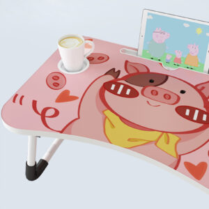 SOGA 2X Cute Pig Design Portable Bed Table Adjustable Foldable Bed Sofa Study Table Laptop Mini Desk with Drawer and Cup Slot Home Decor, Desks & Computer Tables, , , , ,  - AU DEPOT 2