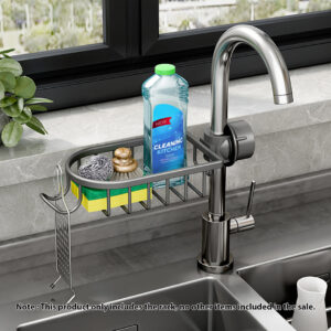 SOGA 2X Dark Grey Single Kitchen Sink Organiser Faucet Soap Sponge Caddy Rack Storage Drainer, Home, Bathroom, Bathroom Accessories, Bathroom Storage, ,  - AU DEPOT 2