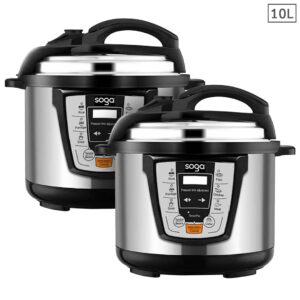 SOGA 2X Electric Stainless Steel Pressure Cooker 10L 1600W Multicooker 16, Electronics & Appliances, Appliances, Small Kitchen Appliances, Benchtop Cooking, Slow Cookers & Pressure Cookers,  - AU DEPOT 1