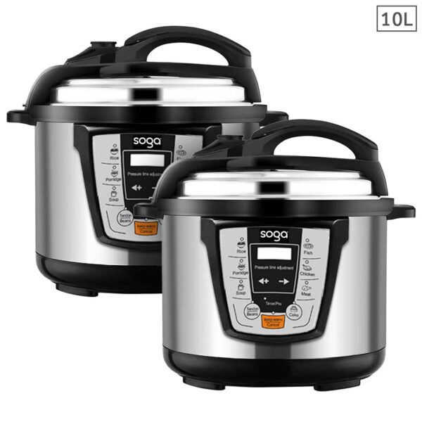 SOGA 2X Electric Stainless Steel Pressure Cooker 10L 1600W Multicooker 16, Electronics & Appliances, Appliances, Small Kitchen Appliances, Benchtop Cooking, Slow Cookers & Pressure Cookers,  - AU DEPOT 1