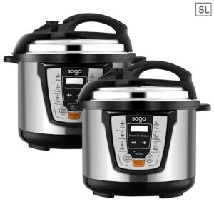 SOGA 2X Electric Stainless Steel Pressure Cooker 8L 1600W Multicooker 16, electronics & appliances, appliances, small kitchen appliances, benchtop cooking, slow cookers & pressure cookers,  - AU DEPOT 1