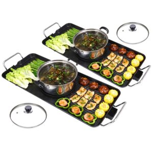 SOGA 2X Electric Steamboat Asian Hot Pot Soup Maker Fondue Teppanyaki Hotpot Grill Griddles Grill Pans KoreanBBQPlate68CMWithPotX2 AU DEPOT Griddles & Grill Pans - AU DEPOT