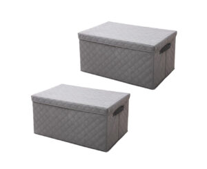 SOGA 2X Extra Large Grey Non Woven Diamond Quilt Grid Fabric StorageOrganizer Box SBox044X2 AU DEPOT - AU DEPOT