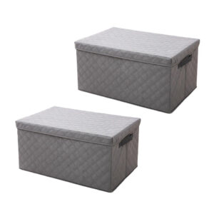 SOGA 2X Extra Large Grey Non-Woven Diamond Quilt Grid Fabric Storage/Organizer Box, Furniture, Storage & Shelving, Home Storage, , ,  - AU DEPOT 1