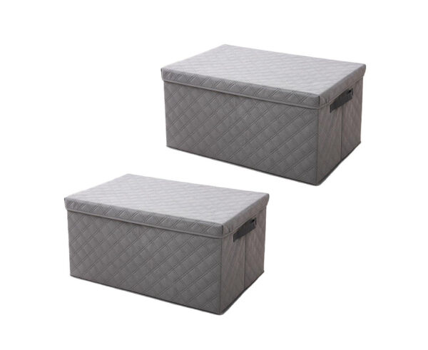 SOGA 2X Extra Large Grey Non-Woven Diamond Quilt Grid Fabric Storage/Organizer Box, Furniture, Storage & Shelving, Home Storage, , ,  - AU DEPOT 1