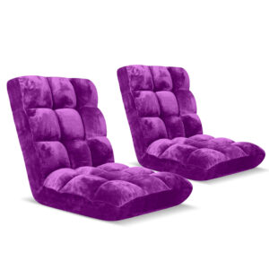 SOGA 2X Floor Recliner Folding Lounge Sofa Futon Couch Folding Chair Cushion Purple, Furniture, Living Room Furniture, Occasional Chairs, , ,  - AU DEPOT 1