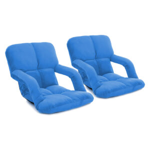 SOGA 2X Foldable Lounge Cushion Adjustable Floor Lazy Recliner Chair with Armrest Blue LoungeKidBlueX2 AU DEPOT - AU DEPOT