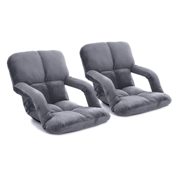 SOGA 2X Foldable Lounge Cushion Adjustable Floor Lazy Recliner Chair with Armrest Grey, Furniture, Living Room Furniture, Occasional Chairs, , ,  - AU DEPOT 1