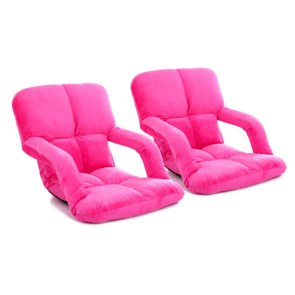 SOGA 2X Foldable Lounge Cushion Adjustable Floor Lazy Recliner Chair with Armrest Pink, Furniture, Living Room Furniture, Occasional Chairs, , ,  - AU DEPOT 1