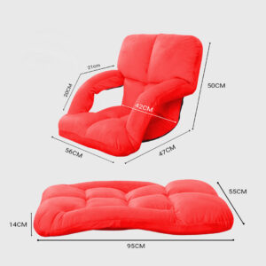 SOGA 2X Foldable Lounge Cushion Adjustable Floor Lazy Recliner Chair with Armrest Red, Furniture, Living Room Furniture, Occasional Chairs, , ,  - AU DEPOT 2