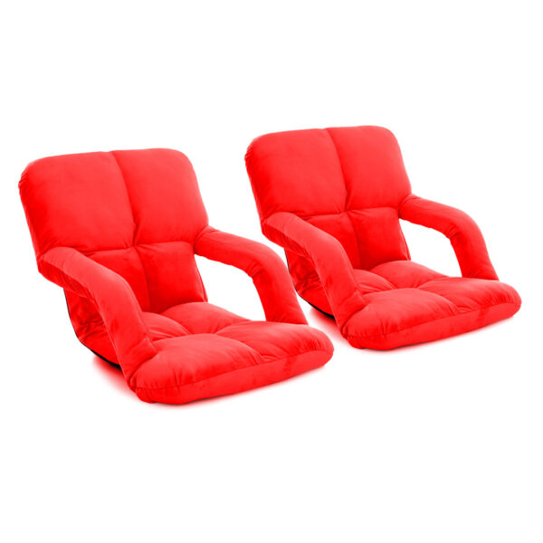 SOGA 2X Foldable Lounge Cushion Adjustable Floor Lazy Recliner Chair with Armrest Red, Furniture, Living Room Furniture, Occasional Chairs, , ,  - AU DEPOT 1