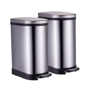 SOGA 2X Foot Pedal Stainless Steel Rubbish Recycling Garbage Waste Trash Bin 10L U Kitchen Bins RubbishBinU10LSSX2 AU DEPOT Kitchen Bins - AU DEPOT