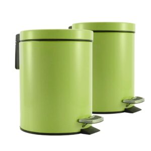 SOGA 2X Foot Pedal Stainless Steel Rubbish Recycling Garbage Waste Trash Bin Round 12L Green Kitchen Bins RubbishBinRound12LGreenX2 AU DEPOT Kitchen Bins - AU DEPOT