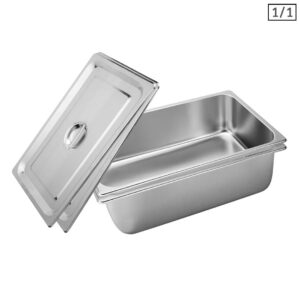 SOGA 2X Gastronorm GN Pan Full Size 11 GN Pan 20cm Deep Stainless Steel Tray With Lid Baking Trays GP5406wLidX2 AU DEPOT Baking Trays - AU DEPOT